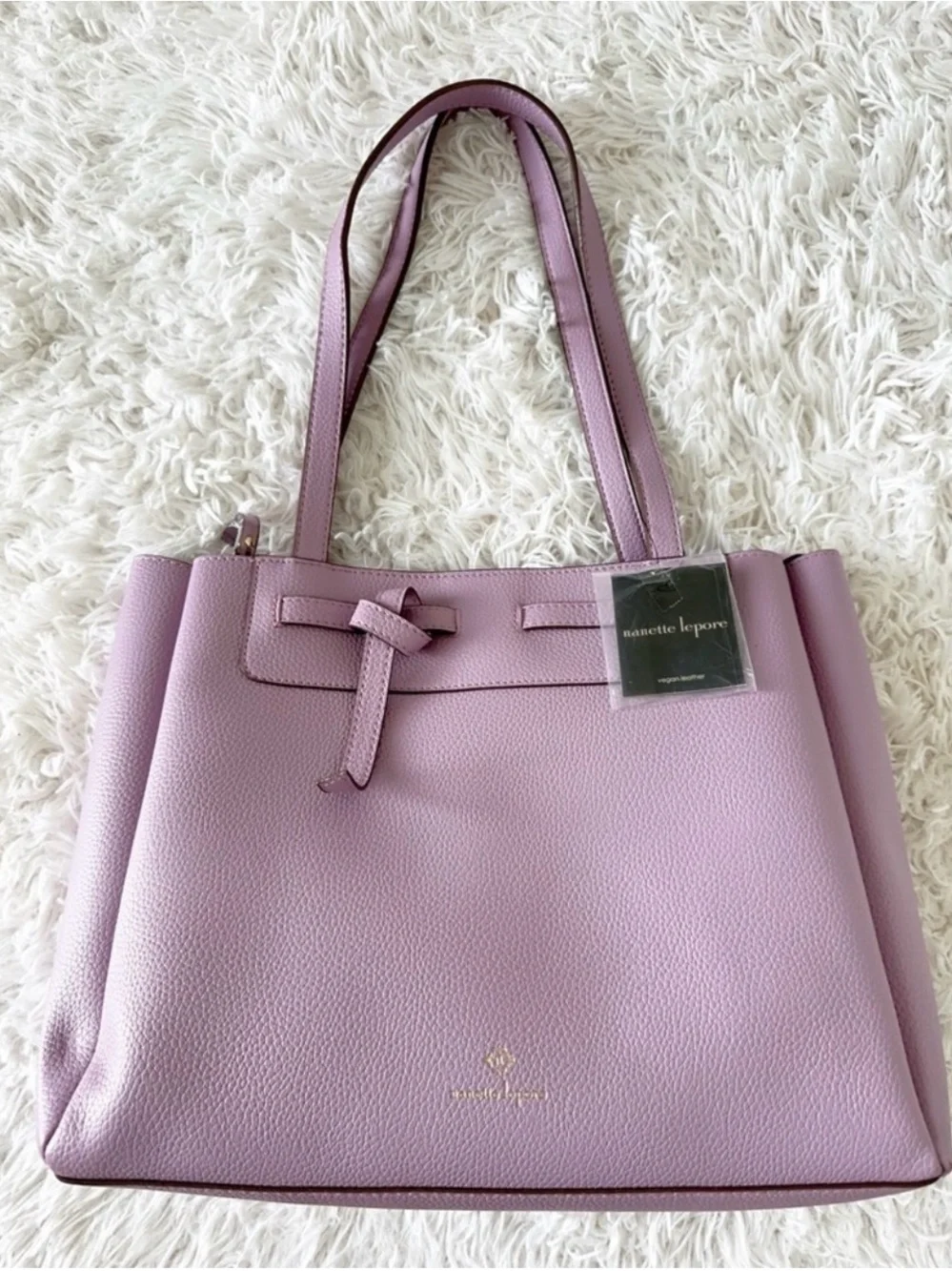 Nanette Lepore Lavender Tote Leather Tote with Knot Accent